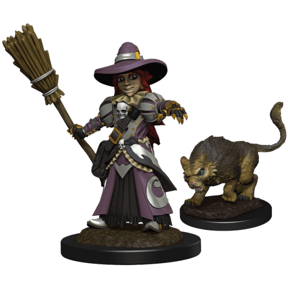 WizKids Wardlings Painted RPG Figures: Girl Witch & Witch's Cat