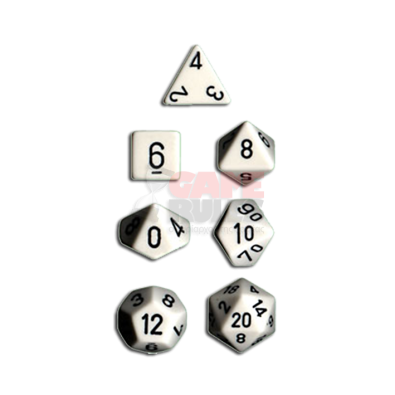Opaque Dice Set - White/Black x7